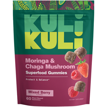 Kuli Kuli Moringa & Chaga Mushroom Superfood Gummies bag front