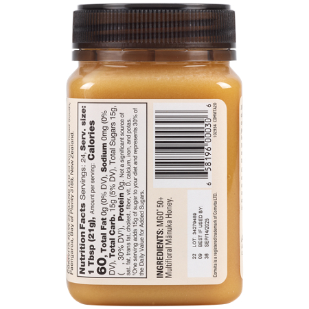 Multifloral Manuka Honey Raw Wild Unpasteurized MGO 50 jar view 3