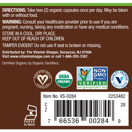 Directions for The Vitamin Shoppe Organic Reishi Immune Support 1000 MG