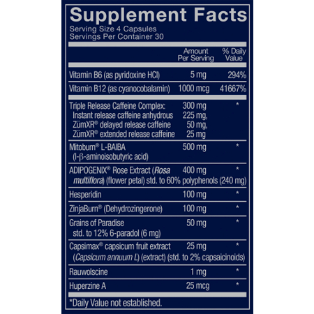 Supplement Facts label for Altered Physique capsules