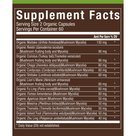 Label for plnt Organic Multi-Mushroom Immune Support