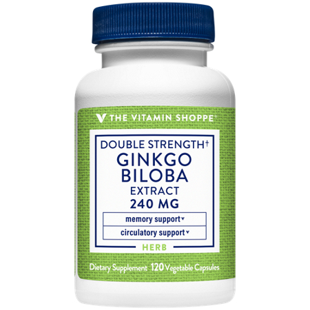 The Vitamin Shoppe Double Strength Ginkgo Biloba Extract capsules 240 MG front