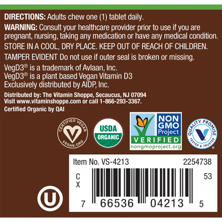 Directions for plnt Organic Vitamin D3 50 MCG Mixed Berry Chewable Tablets
