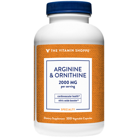 The Vitamin Shoppe Arginine Ornithine Vegetable Capsules 2000 MG bottle front