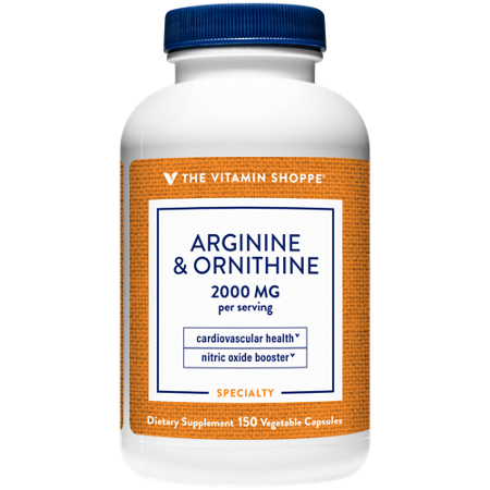 The Vitamin Shoppe Arginine and Ornithine capsules 2000 MG bottle front