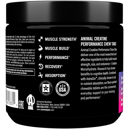 Animal Creatine Monohydrate Chews Fruit Punch container back
