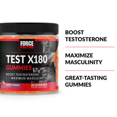 Test X180 Gummies - Boost Testosterone and Maximize Masculinity - Berry Punch (60 Gummies)