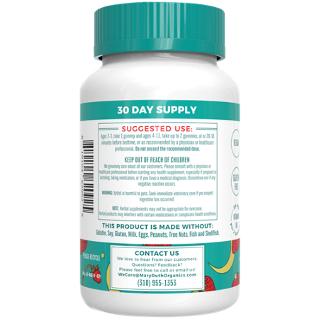 MaryRuth's Kids Sleep Gummies Strawberry bottle back