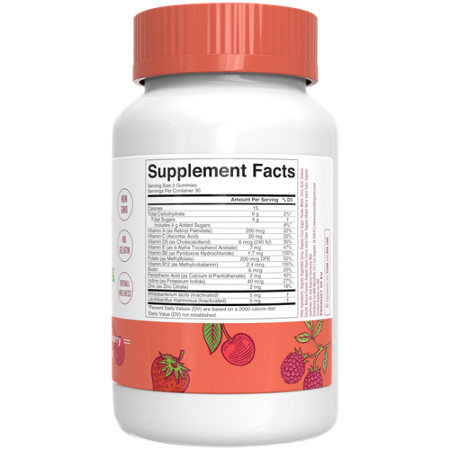 Supplement Facts label for MaryRuth's Kids Multivitamin Gummies