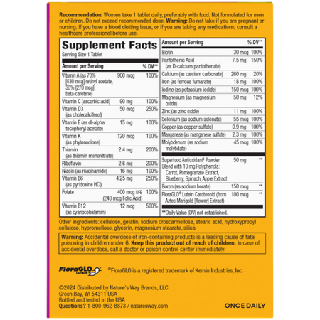 Natures Way Alive Women's Multivitamin Label