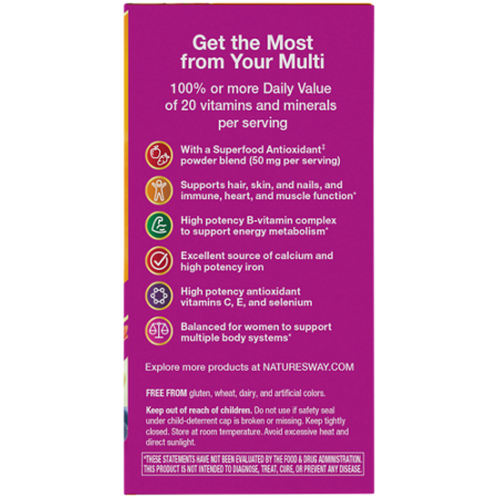 Alive Womens Energy Complete Multivitamin Natures Way box back