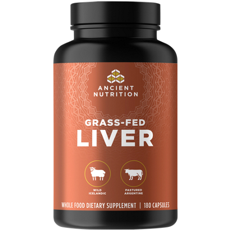 Ancient Nutrition Grass-Fed Liver capsules bottle front