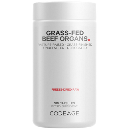 Grass Fed Beef Organs Glandulars capsules bottle front