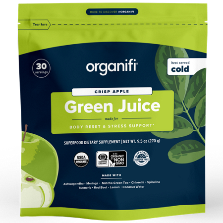 Organifi Green Juice Superfood Powder Green Apple bag front