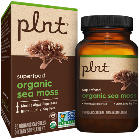plnt Organic Sea Moss capsules box and bottle front
