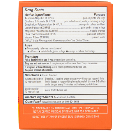 Directions for Hylands Naturals Homeopathic Leg Cramps Quick-Dissolving Tablets