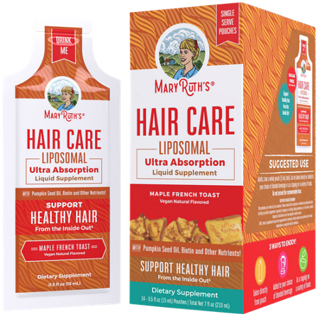 MaryRuth's Hair Care Liposomal Liquid Packets box and packet front