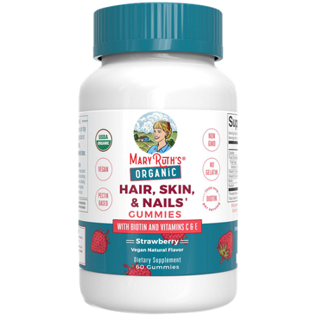MaryRuth's Organic Hair Skin and Nails Gummies bottle front