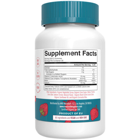 Supplement Facts label for MARYRUTH'S Organic Hair Skin and Nails Gummies