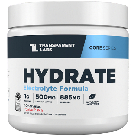 Transparent Labs Hydrate Electrolyte Formula Tropical Punch container front