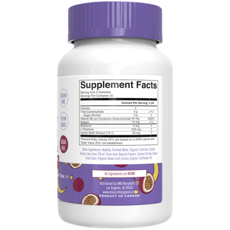 Supplement Facts for MARYRUTH'S Sleep Gummies