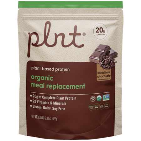 plnt Organic Meal Replacement Plant Based Protein Powder Chocolate bag front