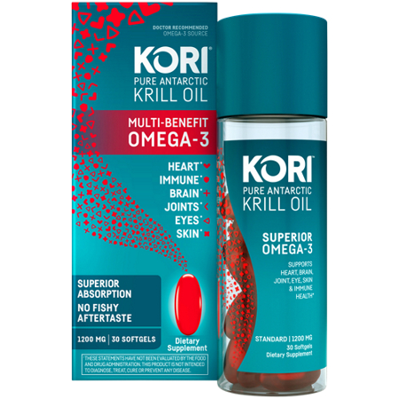 Kori Pure Antarctic Krill Oil box and bottle front