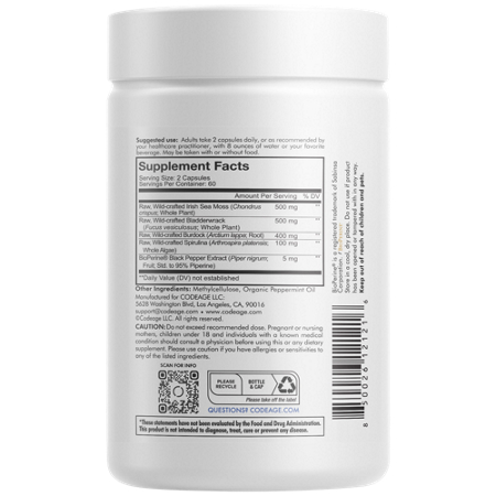 Supplement Facts label for Codeage Irish Sea Moss