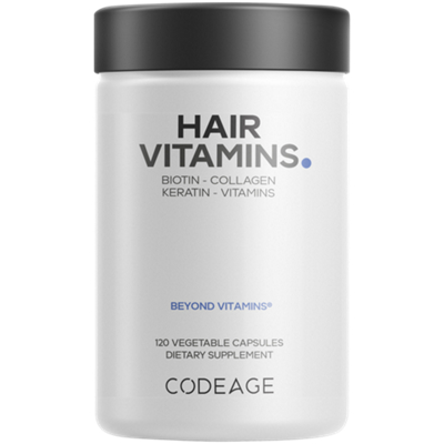 Hair Vitamins with Biotin 10000 MCG, Keratin, Collagen, Zinc, Probiotics, Omega-3 & Enzymes (120 Capsules)
