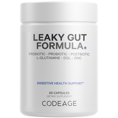 Leaky Gut with L-Glutamine, Zinc, Turmeric, Licorice, Probiotic & Prebiotic Vegan Supplement (90 Capsules)