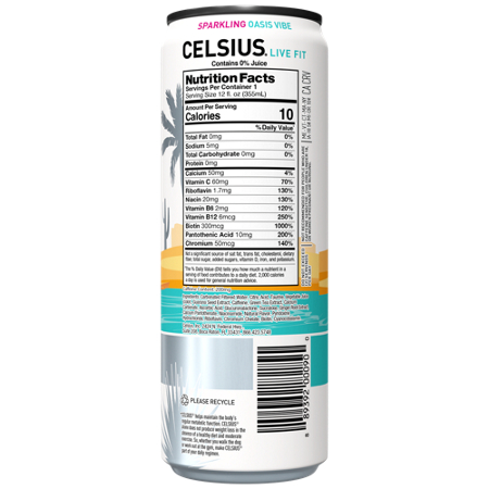 Celsius Sparkling Energy Drink Oasis Vibe can view 3