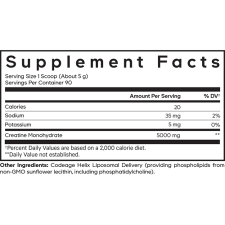 Supplement Facts label for Codeage Liposomal Creatine Monohydrate Powder