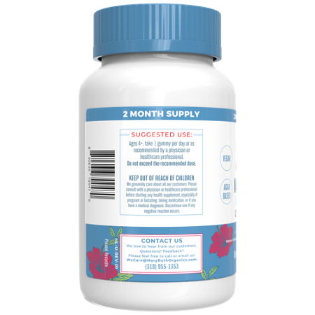 MaryRuth's Magnesium Calm Gummies Sugar Free Hibiscus bottle view 4