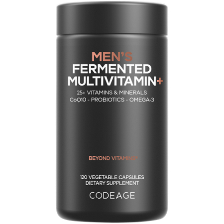 Men's Fermented Multivitamin Plus vegetable capsules bottle front