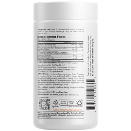 Codeage Liposomal Vitamin C 1500 MG capsules back