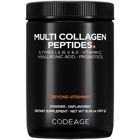 Codeage Multi Collagen Peptides + Probiotics Black Edition bottle front