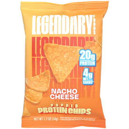 Legendary Foods Popped Protein Chips Nacho Cheese bag front