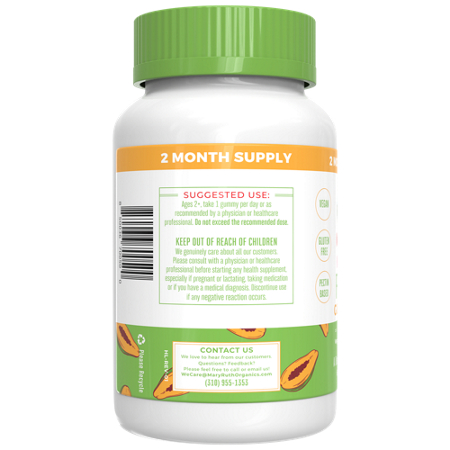 MaryRuths Kids Fiber Gummies Sugar Free Papaya bottle view 4