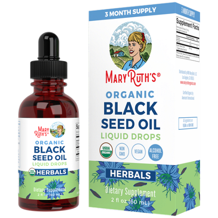 MaryRuth's Organic Black Seed Oil Liquid Drops bottle and box front