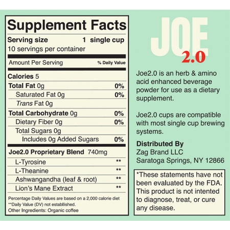 Supplement Facts label for Adaptogen Coffee