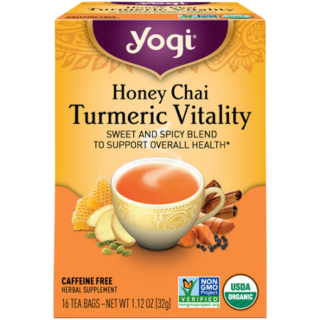 Yogi Tea Honey Chai Turmeric Vitality tea bags box front