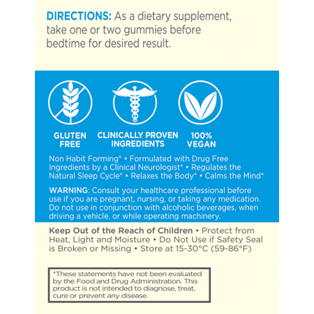 Directions for Relaxium Sleep Gummies with Pre Plus Probiotics Lemon