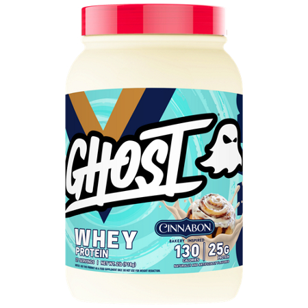 GHOST Whey Protein CINNABON bottle front