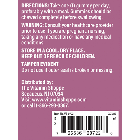 Directions for Vitamin Shoppe Apple Cider Vinegar Gummies