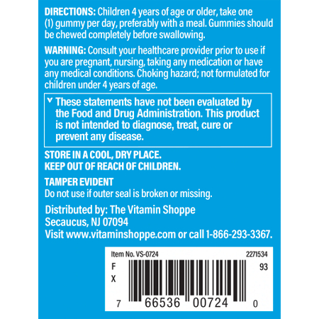 The Vitamin Shoppe Kids Vitamin D3 Gummies 1000 IU Raspberry