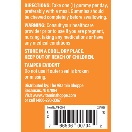 Directions for The Vitamin Shoppe Collagen Gummies Orange