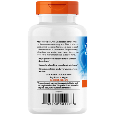 Doctors Best L-Theanine Relaxation Stress Support bottle back