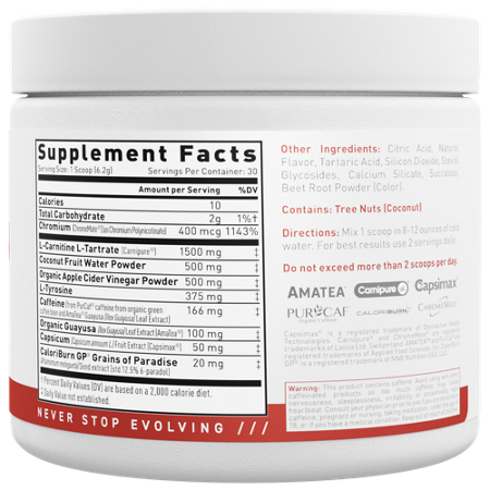 Supplement Facts label for KAGED Clean Burn with Apple Cider Vinegar