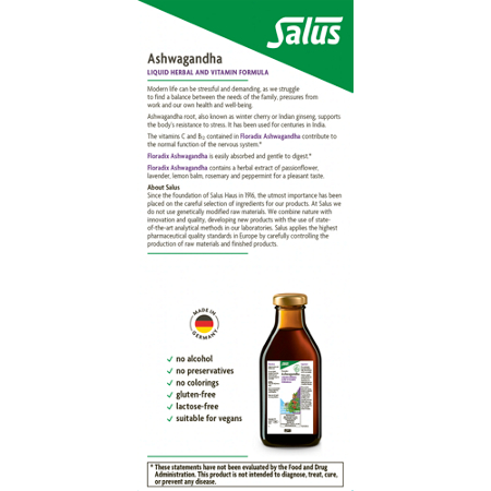 Floradix Ashwagandha Liquid Herbal Formula Stress Support view 5