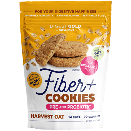 Enzymedica Fiber+ Cookies Pre and Probiotic Harvest Oat pouch front